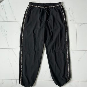 Allison Joy black cropped pant with snakeskin detail